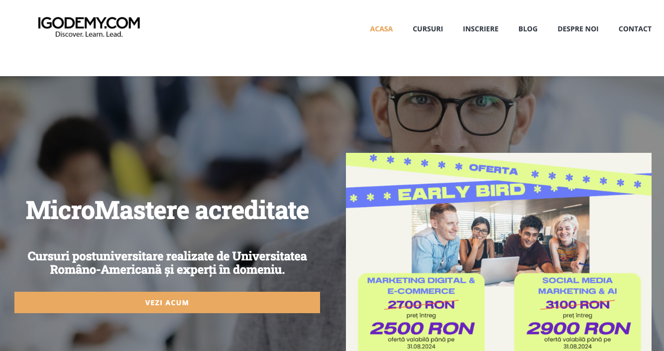 Prima platformă de cursuri postuniversitare acreditate despre tehnologie și Inteligență Artificială. Ce oferă igodemy.com