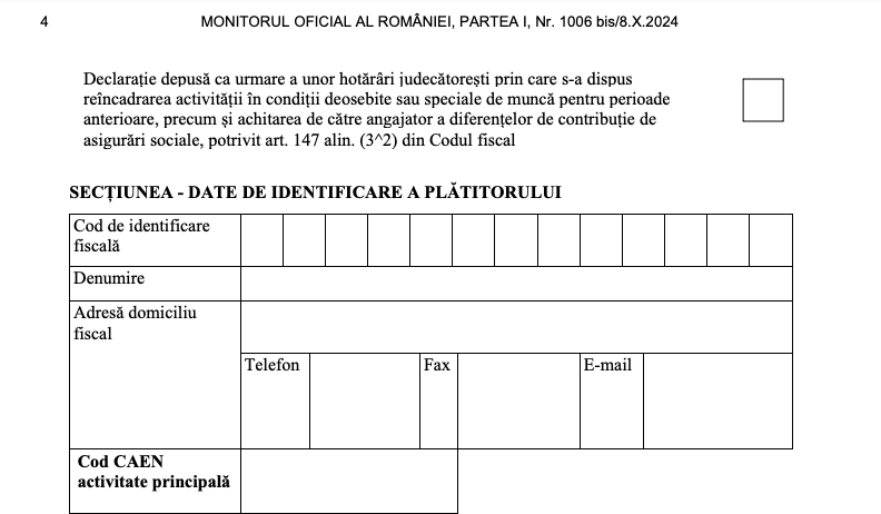 Noul conținut al Formularului 112 a fost publicat. Va fi completat pentru declararea contribuțiilor sociale aferente lunii septembrie