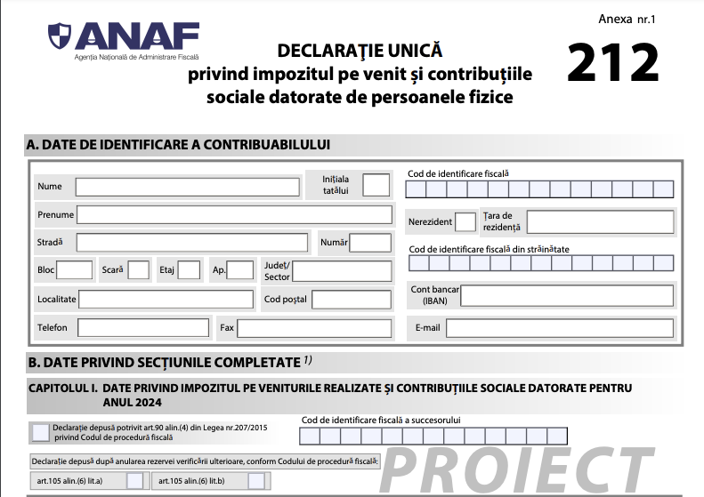 Declarația Unică din 2025. ANAF vrea să schimbe conținutul Formularului 212 și modul cum sunt raportate veniturile independente, chiriile și sursele crypto