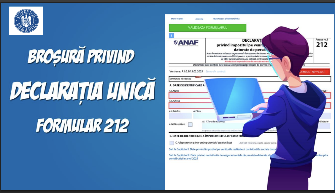 Ghidul oferit de ANAF pentru completarea Declarației Unice în 2025. Formularul 212 se depune până pe 26 mai. Lista completă a veniturilor independente