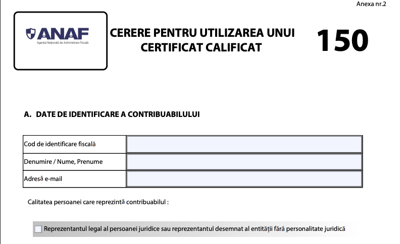 ANAF mai elimină un drum la ghișeu. Formularul 150, care permite depunerea online a declarațiilor fiscale, va putea fi transmis și el în format digital