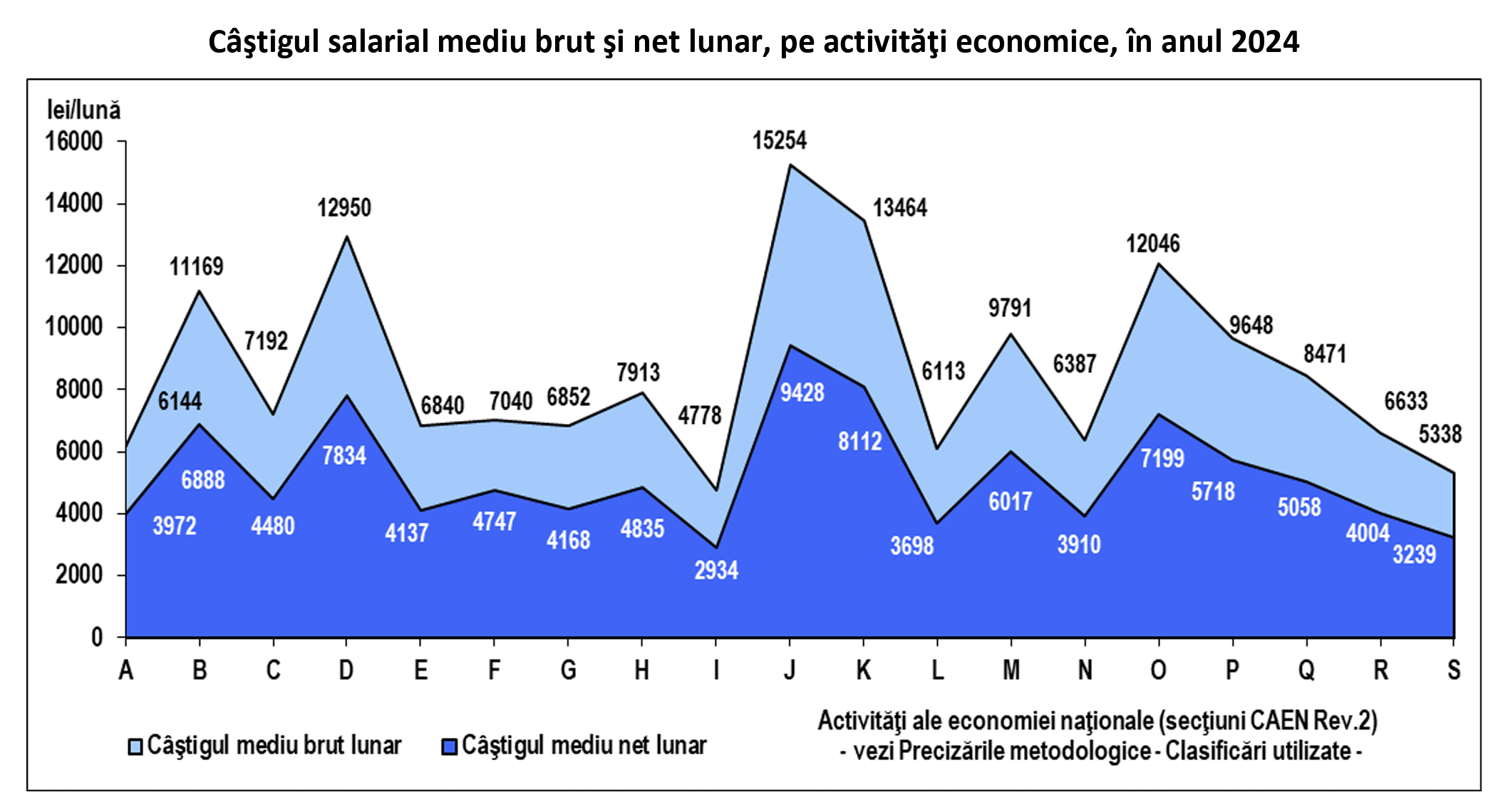Costul mediu lunar al forței de muncă în 2024: 8.439 lei per salariat, +14,4% față de 2023; salariul brut și net cresc, dar cu disparități între activități