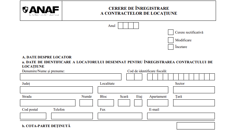 Formularul C168 pentru chirii