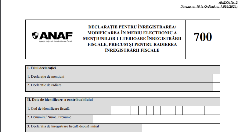 Formularul 700 sau Declarația 700